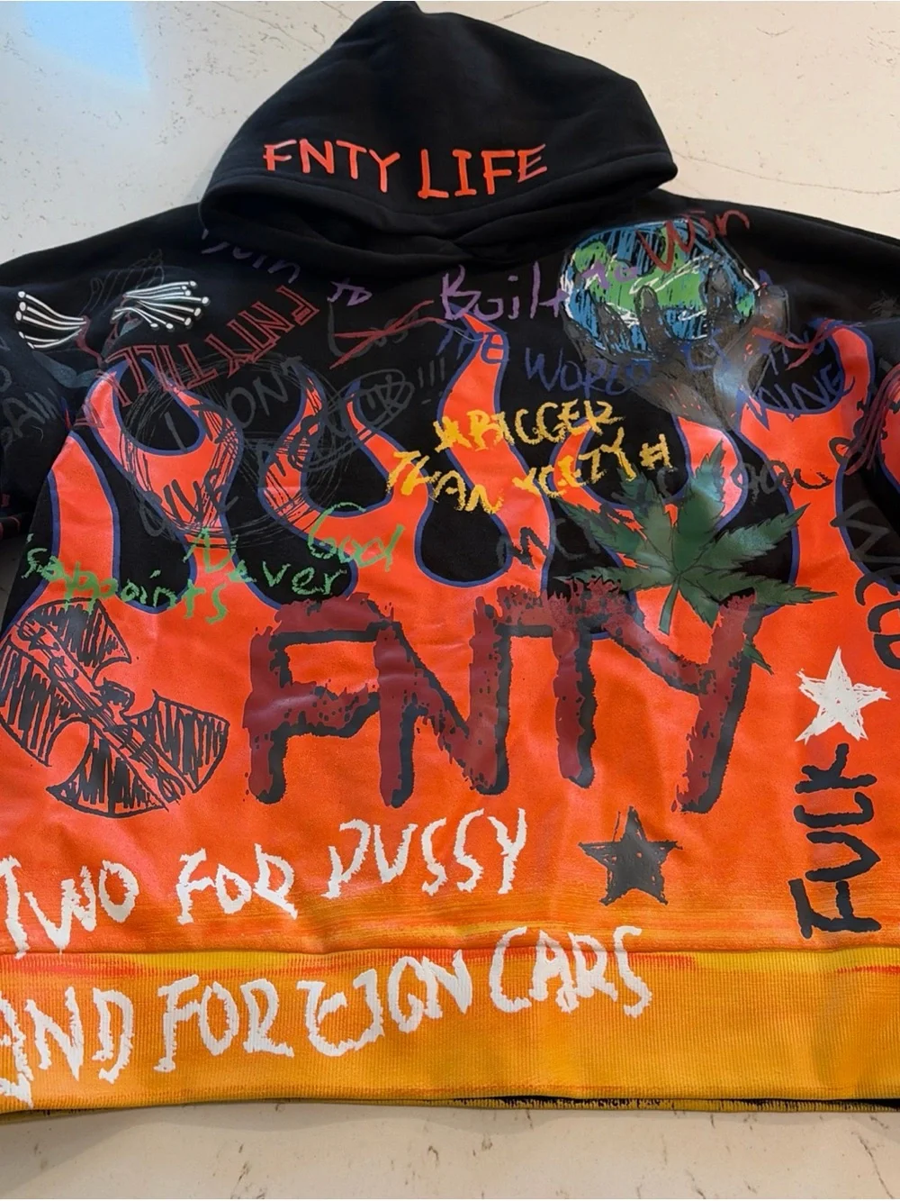 FNTY LIFE Kids Black and Orange Graphic Hoodie